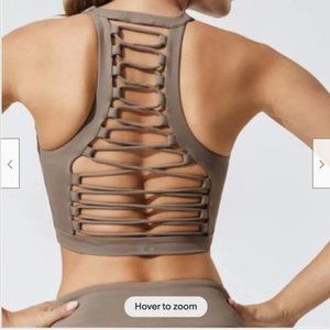 ALO YOGA Movement Butter Pink Sports Bra Lace Up Back